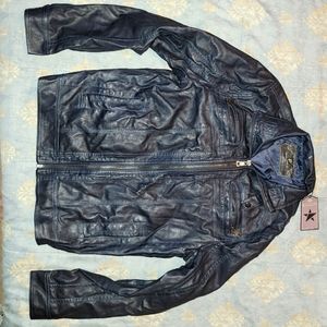 Division E Faux Leather Navy Blue Jacket Size L